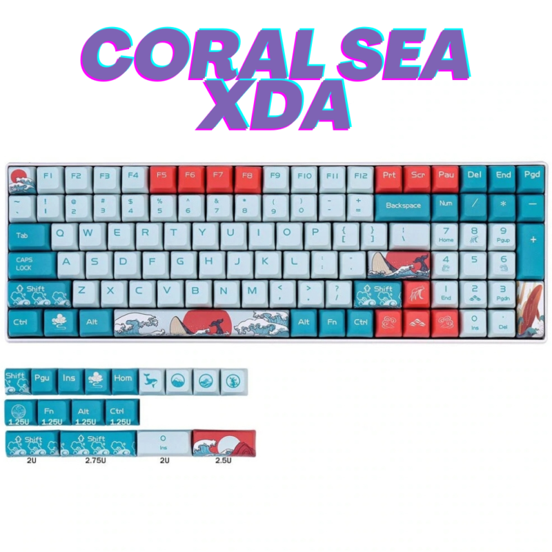 CORAL SEA PBT 117 Keys DYE-SUB [XDA Profile] Keycaps