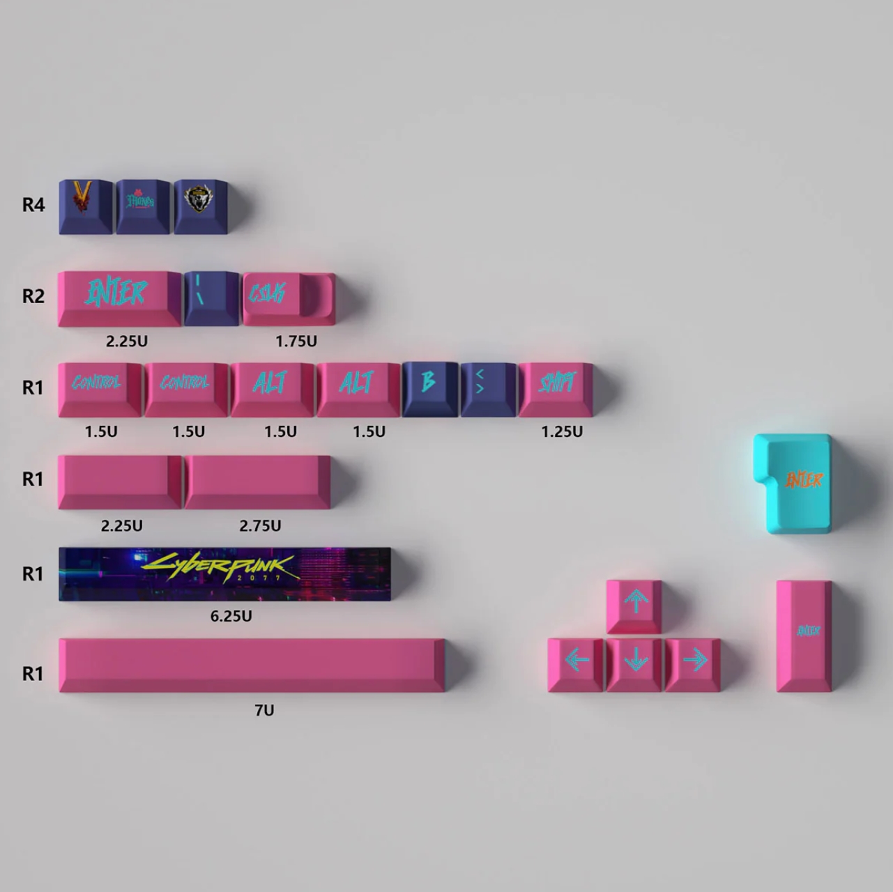 Cyberpunk Theme (Pink) PBT Keycaps